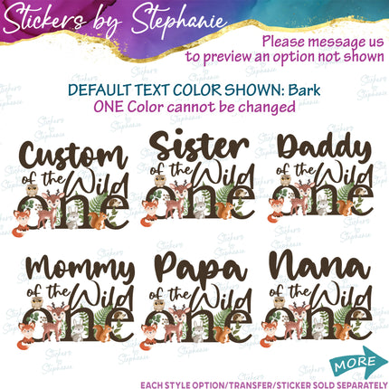 (s06-061) Forest Woodland Animals Wild One Family Custom Iron-On Transfer
