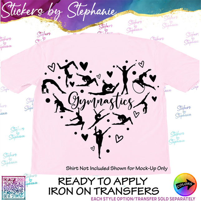 (s03-719) Gymnastics Heart Love Iron-On Transfer or Sticker