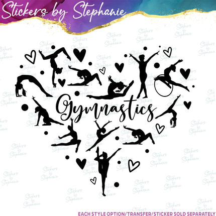(s03-719) Gymnastics Heart Love Iron-On Transfer or Sticker