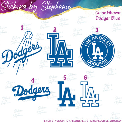 (s03C-051) LA Dodgers Baseball Iron-On Transfer or Sticker