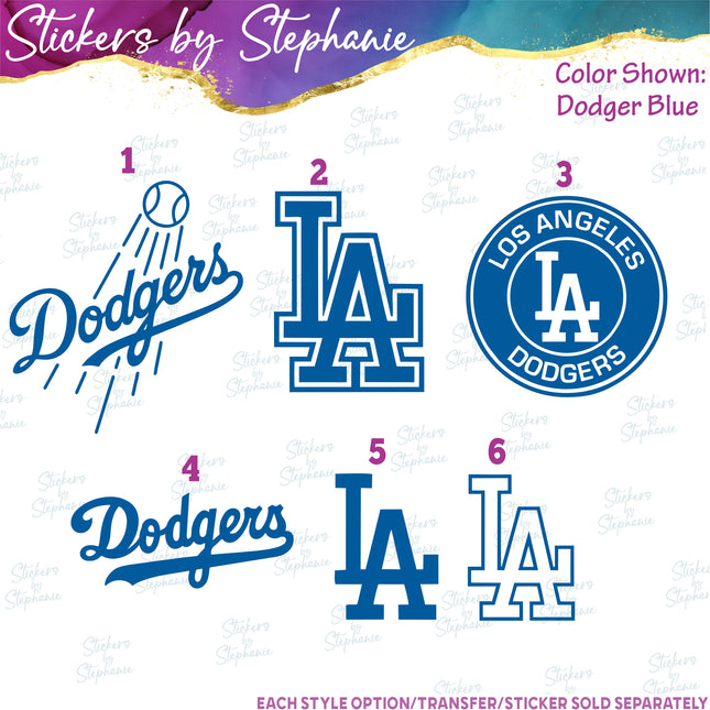 (s03C-051) LA Dodgers Baseball Iron-On Transfer or Sticker
