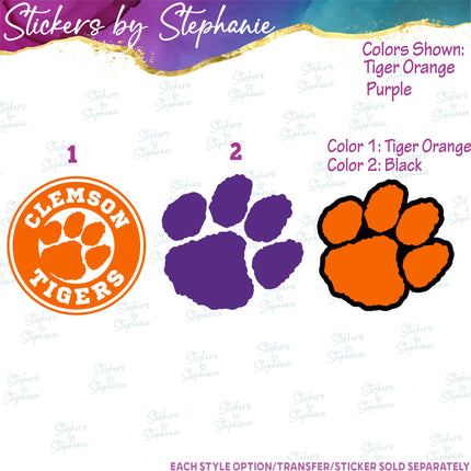 (s03C-056) Clemson Tigers Iron-On Transfer or Sticker