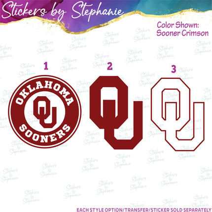 (s03C-059) Oklahoma Sooners OU Iron-On Transfer or Sticker