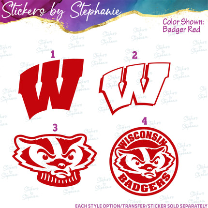 (s03C-060) Wisconsin Badgers Iron-On Transfer or Sticker