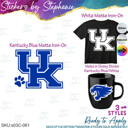 (s03C-061) Kentucky Wildcats Iron-On Transfer or Sticker