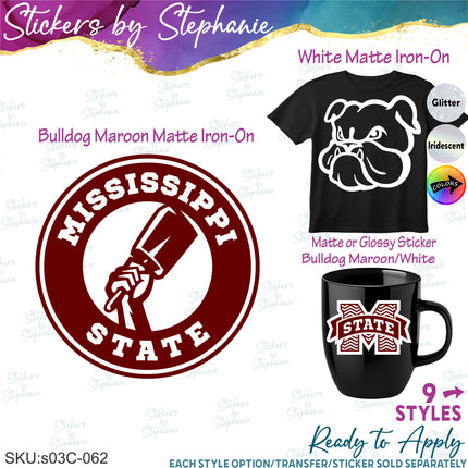 (s03C-062) Mississippi Bulldogs Iron-On Transfer or Sticker