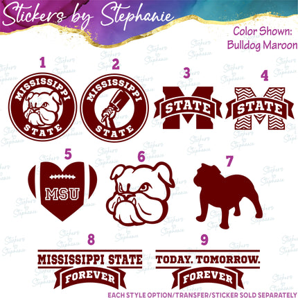 (s03C-062) Mississippi Bulldogs Iron-On Transfer or Sticker