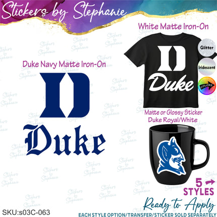 (s03C-063) Duke Iron-On Transfer or Sticker