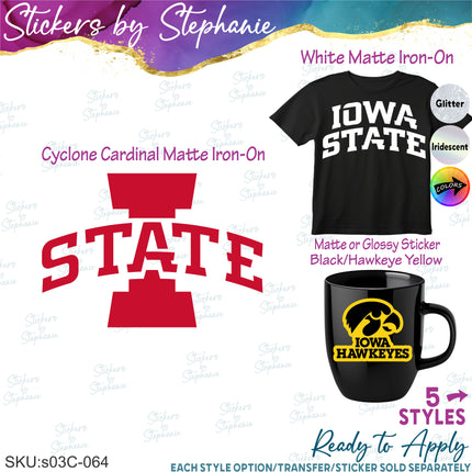 (s03C-064) Iowa Iron-On Transfer or Sticker