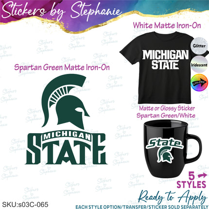 (s03C-065) Michigan State Spartans Iron-On Transfer or Sticker