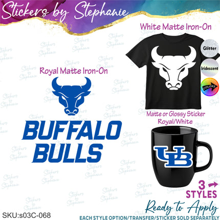 (s03C-068) Buffalo Bulls Iron-On Transfer or Sticker