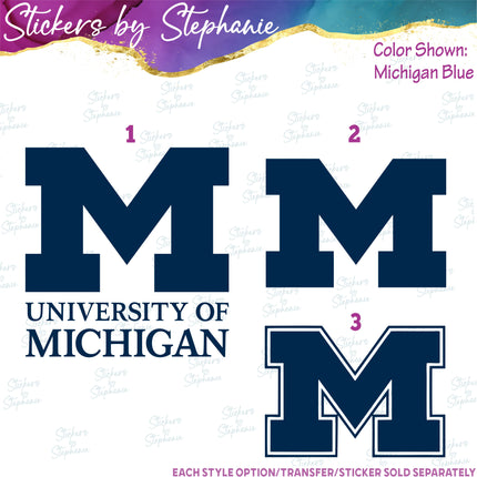 (s03C-071) University of Michigan Iron-On Transfer or Sticker