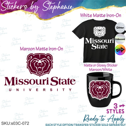 (s03C-072) Missouri State Iron-On Transfer or Sticker