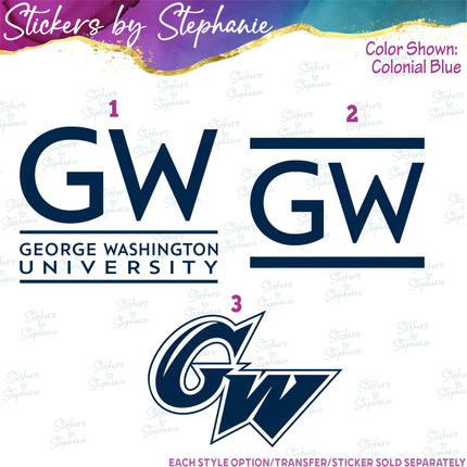(s03C-073) George Washington University Iron-On Transfer or Sticker