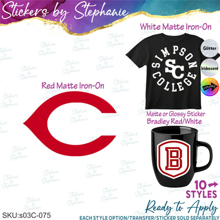 (s03C-075) Other Colleges Teams Iron-On Transfer or Sticker