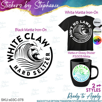 (s03C-078) Whtie Claw Logo Iron-On Transfer or Sticker