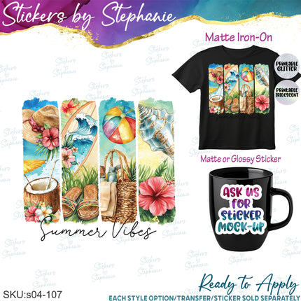 (s04-107) Summer Vibes Iron-On Transfer or Sticker