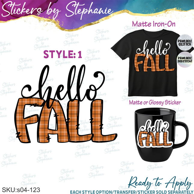 (s04-123) Hello, Fall Vibes Iron-On Transfer