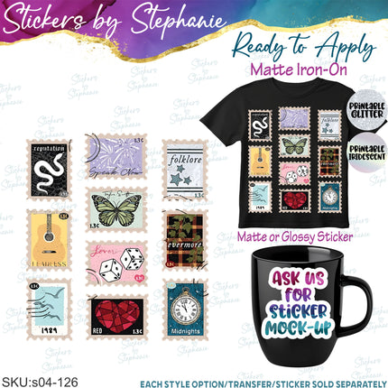 (s04-126) Music Albums Stamps Iron-On Transfer or Sticker