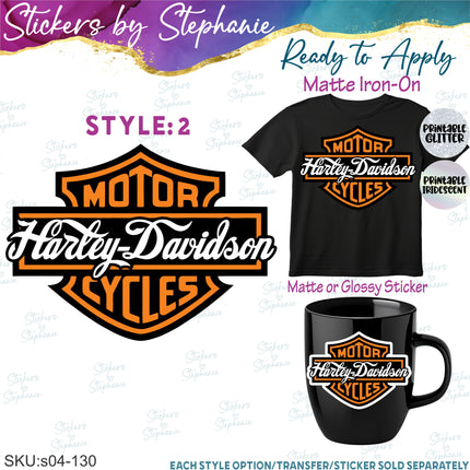 (s04-130) Motorcycle Logo Iron-On Transfer