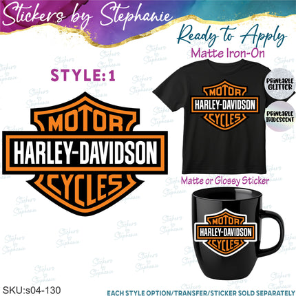 (s04-130) Motorcycle Logo Iron-On Transfer