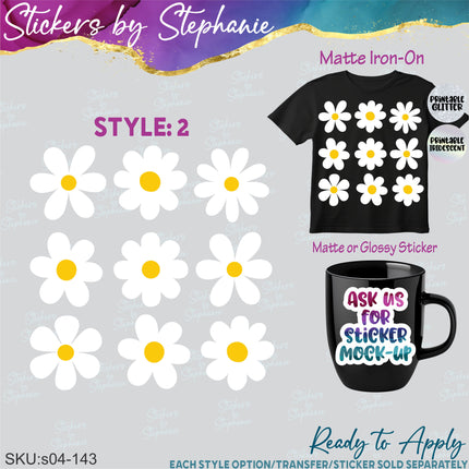 (s04-143) White Daisies Daisy Flowers Iron-On Transfer