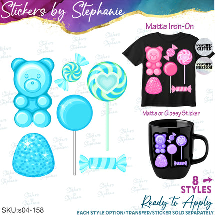 (s04-158) Candy Sweets Set Iron-On Transfer or Sticker