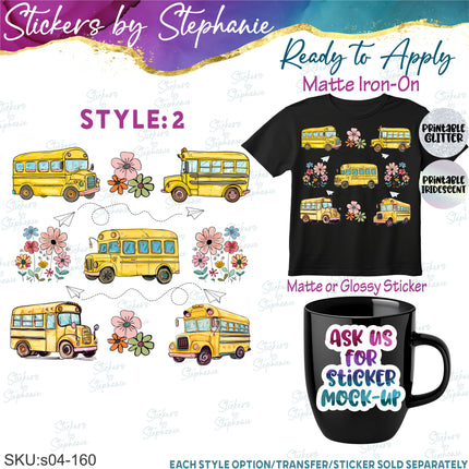 (s04-160) School Bus, Back to Graphic Iron-On Transfer or Sticker
