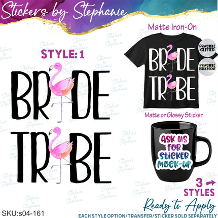 (s04-161) Bride, Tribe Flamingo Iron-On Transfer or Sticker