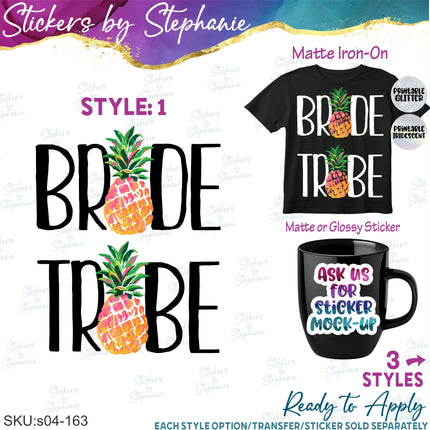 (s04-163) Bride, Tribe Pineapple Iron-On Transfer or Sticker