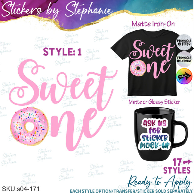 (s04-171) Sweet One Donut Iron-On Transfer