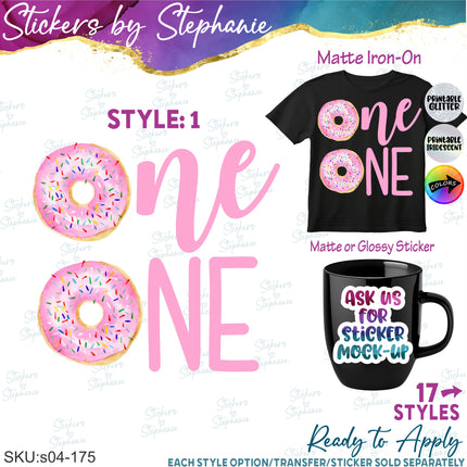 (s04-175) One Donut Iron-On Transfer