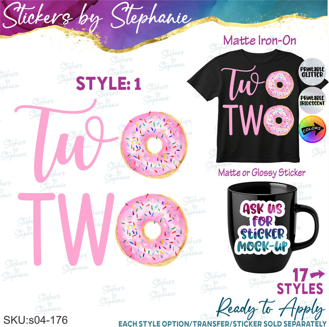(s04-176) Two Donut Iron-On Transfer