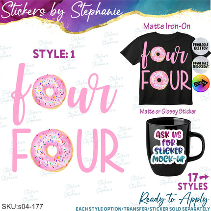 (s04-177) Four Donut Iron-On Transfer
