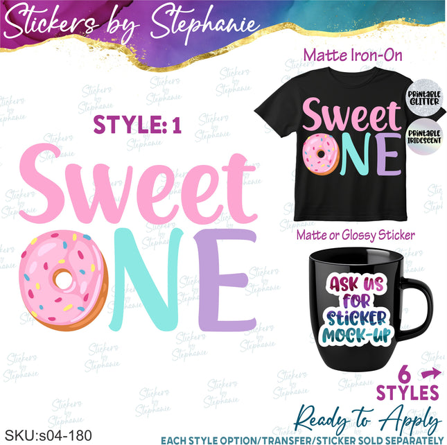(s04-180) Sweet One Donut Iron-On Transfer