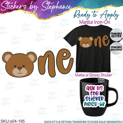(s04-195) One Teddy Bear Face Iron-On Transfer or Sticker
