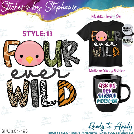 (s04-198) Four Ever Wild Lion Animal Face Iron-On Transfer