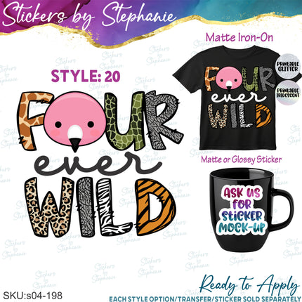 (s04-198) Four Ever Wild Lion Animal Face Iron-On Transfer
