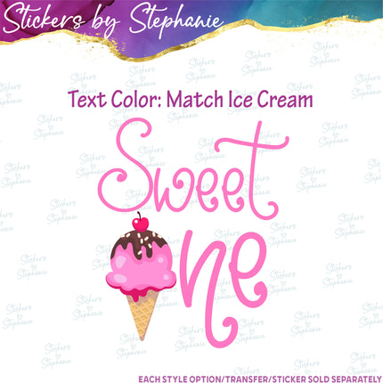 (s04-199) Sweet One Ice Cream Cone Iron-On Transfer