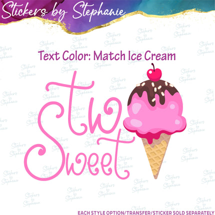 (s04-200) Two Sweet Ice Cream Cone Iron-On Transfer