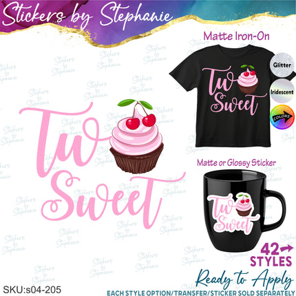 (s04-205) Two Sweet Cupcake Iron-On Transfer or Sticker
