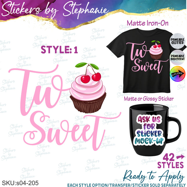 (s04-205) Two Sweet Cupcake Iron-On Transfer