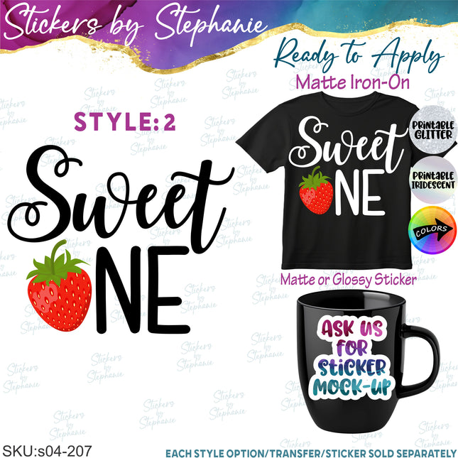 (s04-207) Sweet One Strawberry Iron-On Transfer