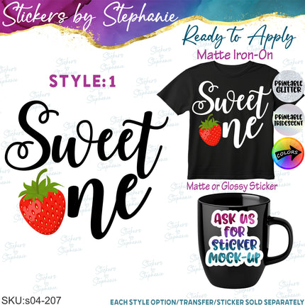 (s04-207) Sweet One Strawberry Iron-On Transfer
