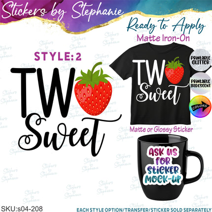 (s04-208) Two Sweet Strawberry Iron-On Transfer