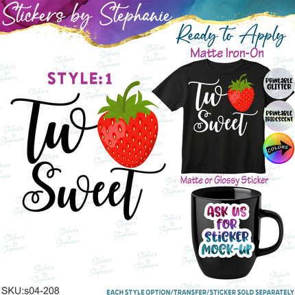(s04-208) Two Sweet Strawberry Iron-On Transfer