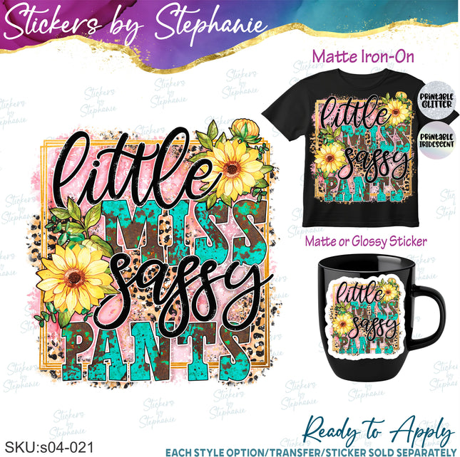(s04-021) Little Miss Sassy Pants Iron-On Transfer or Sticker