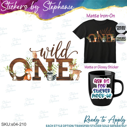 (s04-210) Wild One Woodland Forest Animals Iron-On Transfer or Sticker