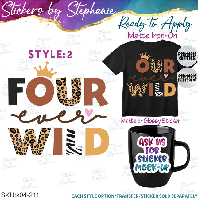 (s04-211) Four Ever Wild Safari Print Iron-On Transfer