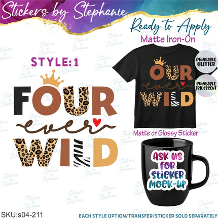 (s04-211) Four Ever Wild Safari Print Iron-On Transfer